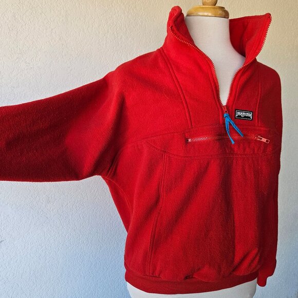 Vintage 90s Red Jansport 1/4 ZIp Pullover Sweatshirt L Large Made in USA Poly - Picture 4 of 6